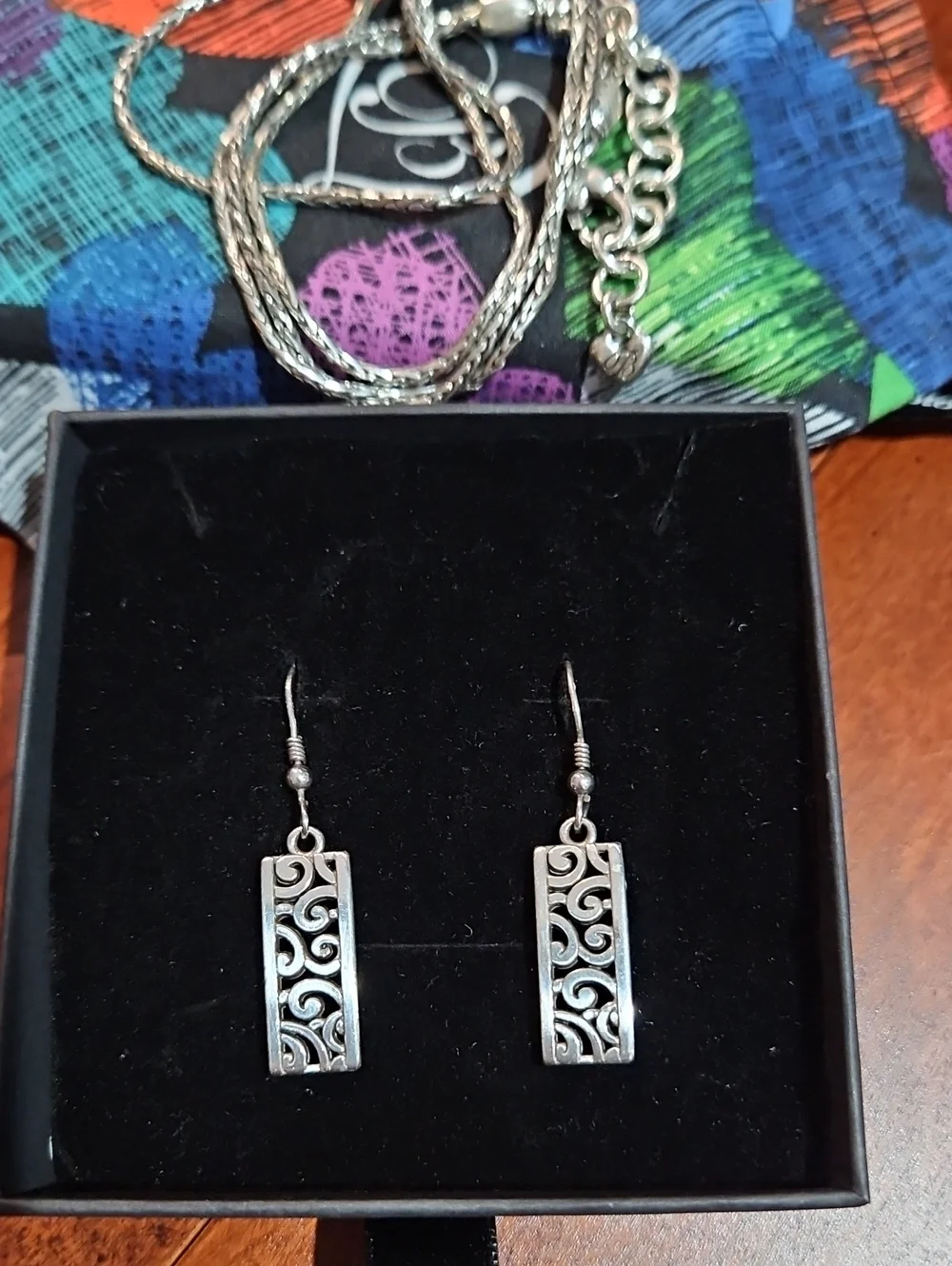 Brighton Silver-Tone Filigree Pendant Necklace with Matching Earrings